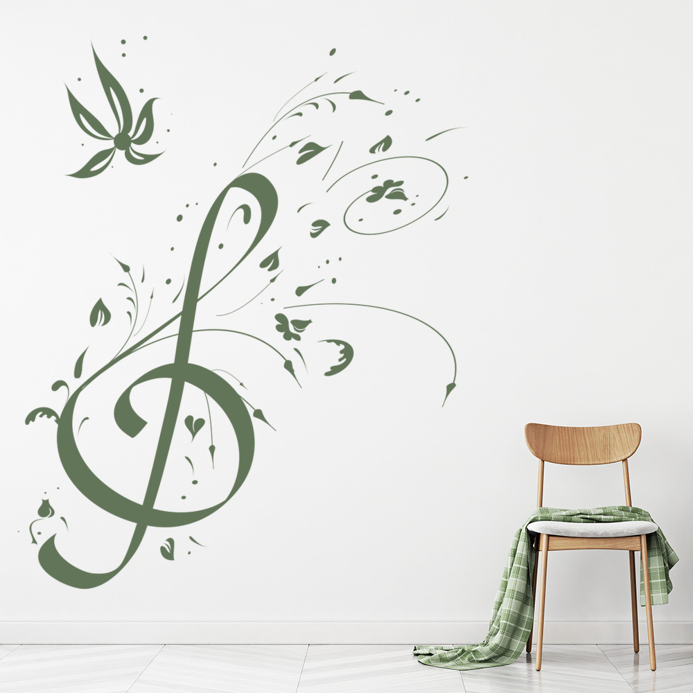 Floral Treble Clef Musical Notes Wall Sticker | Icon Wall Stickers